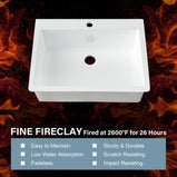 White Kitchen Sink 30 Inch 1 Hole - Outdoor Kitchen Sink Drop In 30"x22",9" Deep Laundry Sink,Fireclay Topmount Kitchen Sink Single Bowl, w Accessories,for Kitchen & Island & Outdoor & Laundry - Miuara LLC