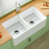 Miuara Farmhouse Sink Farm Sink Undermount Kitchen Sinks Fireclay Sink Decor Fluted Apron Sink - Miuara LLC