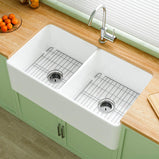 Miuara Farmhouse Sink Farm Sink Undermount Kitchen Sinks Fireclay Sink Decor Fluted Apron Sink - Miuara LLC