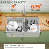 Miuara Farmhouse Sink Farm Sink Undermount Kitchen Sinks Fireclay Sink Decor Fluted Apron Sink - Miuara LLC