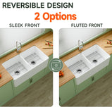 Miuara Farmhouse Sink Farm Sink Undermount Kitchen Sinks Fireclay Sink Decor Fluted Apron Sink - Miuara LLC