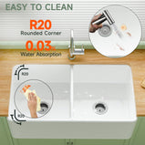 Miuara Farmhouse Sink Farm Sink Undermount Kitchen Sinks Fireclay Sink Decor Fluted Apron Sink - Miuara LLC