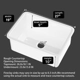 Miuara White Kitchen Sink Drop In 27 x 19 x 10 Inch Fireclay Dual Mount Drop In Kitchen Sink Deep Single Bowl Topmount & Undermount Kitchen Sink with Custom Bottom Grid & Kitchen Sink Strainer - Miuara LLC