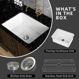Miuara White Kitchen Sink Drop In 27 x 19 x 10 Inch Fireclay Dual Mount Drop In Kitchen Sink Deep Single Bowl Topmount & Undermount Kitchen Sink with Custom Bottom Grid & Kitchen Sink Strainer - Miuara LLC